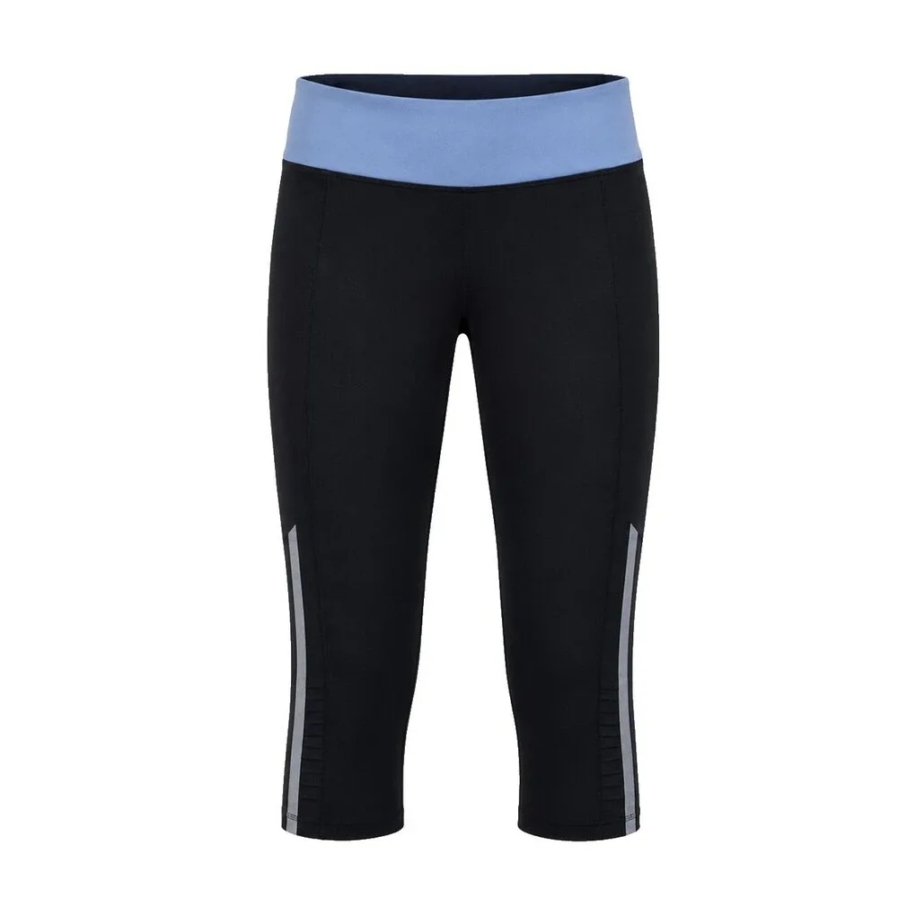Lululemon Run Inspire Crop Womens 4 Black Blue Reflective Running Yoga Leggings